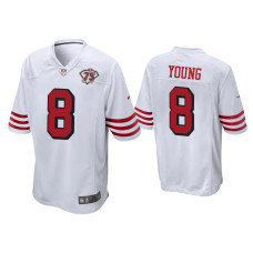 Men San Francisco 49ers #8 Steve Young White 75th Anniversary Game Jersey