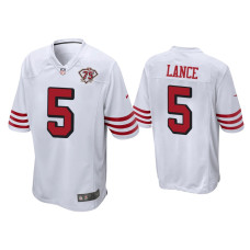 Men San Francisco 49ers #5 Trey Lance White 75th Anniversary Game Jersey