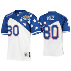 Men San Francisco 49ers #80 Jerry Rice Mitchell & Ness 1994 Pro Bowl White Blue NFC Jersey