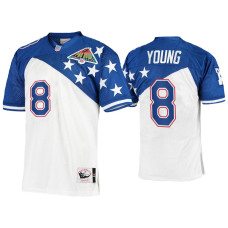 Men San Francisco 49ers #8 Steve Young Mitchell & Ness 1994 Pro Bowl White Blue NFC Jersey