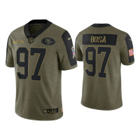 Men San Francisco 49ers #97 Nick Bosa Olive 2021 Salute To Service Limited Jersey