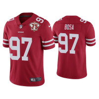 Men San Francisco 49ers #97 Nick Bosa Scarlet 75th Anniversary Patch Limited Jersey