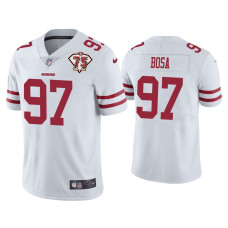 Men San Francisco 49ers #97 Nick Bosa White 75th Anniversary Patch Limited Jersey