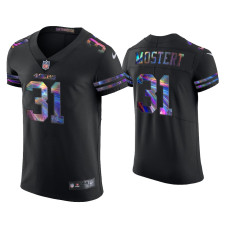 Men San Francisco 49ers #31 Raheem Mostert Black Golden Edition Holographic Jersey