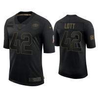 Men San Francisco 49ers #42 Ronnie Lott Black 2020 Salute To Service Retired Jersey