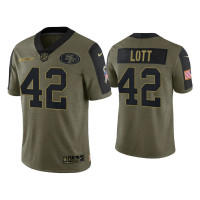 Men San Francisco 49ers #42 Ronnie Lott Olive 2021 Salute To Service Limited Jersey