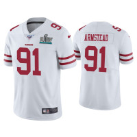 Men San Francisco 49ers #91 Arik Armstead Super Bowl LIV White Vapor Limited Jersey