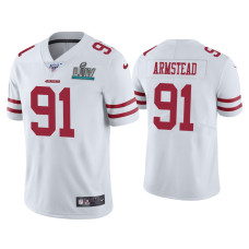 Men San Francisco 49ers #91 Arik Armstead Super Bowl LIV White Vapor Limited Jersey