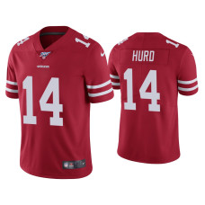 Men San Francisco 49ers #14 Jalen Hurd 100th Season Scarlet Vapor Limited Jersey