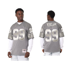 Men San Francisco 49ers #99 Javon Kinlaw Charcoal Throwback Metal Works Jersey