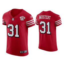 Men San Francisco 49ers #31 75th Anniversary Raheem Mostert Scarlet Elite Jersey