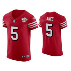 Men San Francisco 49ers #5 75th Anniversary Trey Lance Scarlet Elite Jersey