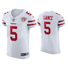 Men San Francisco 49ers #5 75th Anniversary Trey Lance White Elite Jersey