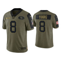 Men San Francisco 49ers #8 Steve Young Olive 2021 Salute To Service Limited Jersey