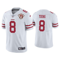 Men San Francisco 49ers #8 Steve Young White 75th Anniversary Patch Limited Jersey