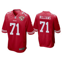 Men San Francisco 49ers #71 Trent Williams Scarlet 75th Anniversary Patch Game Jersey