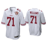 Men San Francisco 49ers #71 Trent Williams White 75th Anniversary Patch Game Jersey