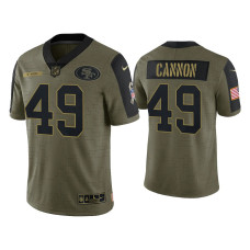 Men San Francisco 49ers #49 Trenton Cannon Olive 2021 Salute To Service Limited Jersey