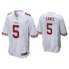 Men San Francisco 49ers #5 Trey Lance White 2021 NFL Draft Game Jersey