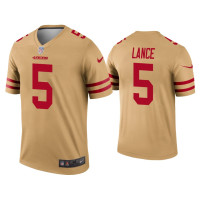 Men San Francisco 49ers #5 Trey Lance Gold Inverted Legend Jersey