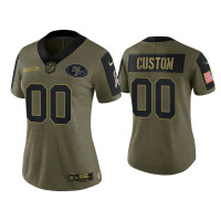 Women San Francisco 49ers #00 Custom Olive 2021 Salute To Service Limited Jersey