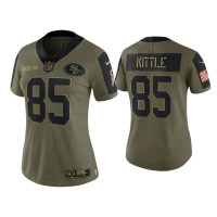 Women San Francisco 49ers #85 George Kittle Olive 2021 Salute To Service Limited Jersey