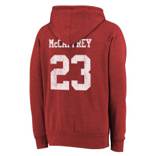 Christian McCaffrey San Francisco 49ers Majestic Threads Name & Number Tri-Blend Pullover Hoodie - Scarlet