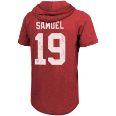 Deebo Samuel San Francisco 49ers Majestic Threads Player Name & Number Tri-Blend Slim Fit Hoodie T-Shirt - Scarlet