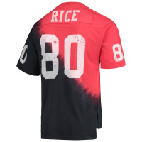 Jerry Rice San Francisco 49ers Mitchell & Ness Retired Player Name & Number Diagonal Tie-Dye V-Neck T-Shirt - Black/Red