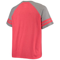 San Francisco 49ers Fanatics Branded Big & Tall Throwback 2-Stripe Raglan T-Shirt - Scarlet/Heathered Gray